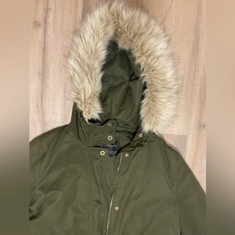 ZARA Khaki Fall/Winter Jacket - Picture 6 of 11